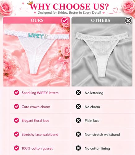 Image of Sexy Underwear for Women Lace Panties Sexy Thong with Funny Rhinestone Letters for Couple Gifts
