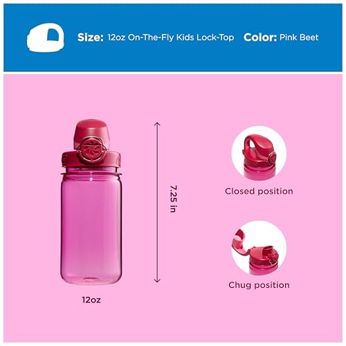 Image of Nalgene Kids' 12 oz On The Fly Lock-Top Water Bottle, Pink Beet