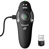 DinoFire Green Presentation Clicker Wireless Presenter Remote, RF 2.4GZ Rechargeable USB Slide Clicker for Powerpoint Presentation Computer Laptop