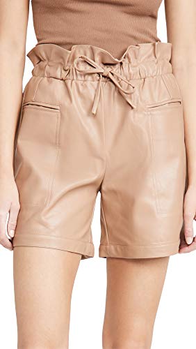 KENDALL + KYLIE Women's Vegan Leather Paperbag Shorts, Sand, Large