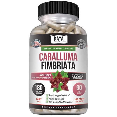 Kaya Naturals - Caralluma Fimbriata 1200mg High Potency Supplement | Maximum Strength Natural Endurance Support Vegetarian Capsules (180 Count)