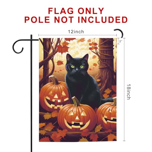 Image of Halloween Garden Flag 12x18 Inch Double Sided Black Cat Pumpkin Outdoor Yard Flag Fall Autumn Garden Decor
