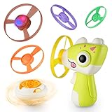 ATESSON Flying Disc Launcher Toy, Kids Outdoor Toys, with 1 Flying Saucer Toy and 1 LED Flying Sauce