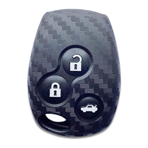 Key Fob Cover Compatible with Renault, Carbon Fiber Silicone Car Fob Case Protector 3 Button Compatible with Renault Dacia Modus Laguna Megane Clio 3 Twingo Kangoo 2 Remote Case (3 Buttons) Cover