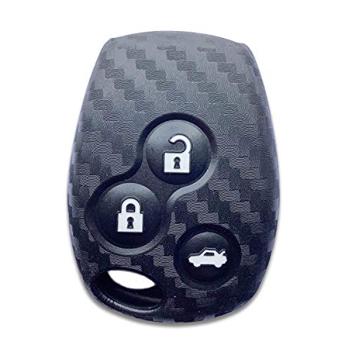 Funda de Goma de Silicona para Llave de Coche con Patrón de Fibra de Carbono 3 Botones Compatible con Renault Dacia Modus Laguna Megane Clio 3 Twingo Kangoo Remote Case (3 Botones) Cover