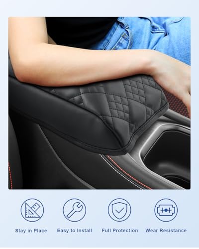 Image of CDEFG for 2025 2026 Nissan Kicks Center Console Cover, for 2025 2026 Nissan Kicks Accessories Armrest Cover Middle Console Pad Arm Rest Cushion Leather Cover