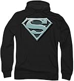 Producto oficial. Superman – escudo de cromo para hombre sudadera con capucha Negro negro XXX-Large