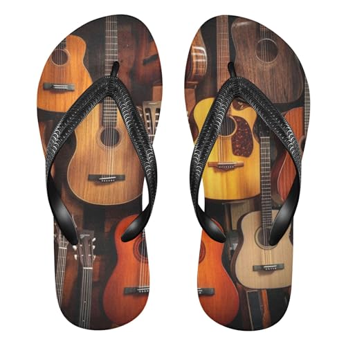 Electric Guitars Ukuleles Pattern Men's Flip Flops Sandals Bathroom Shower Shoes