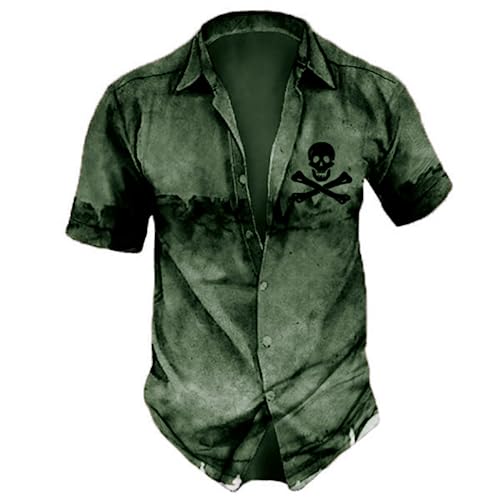 Camisa De Calavera Hawaiana De Verano para Hombre, Camisa De Playa con Estampado 3D 5XL, Camisas Informales con Botones De Manga Corta,OFSH-02672,Metro