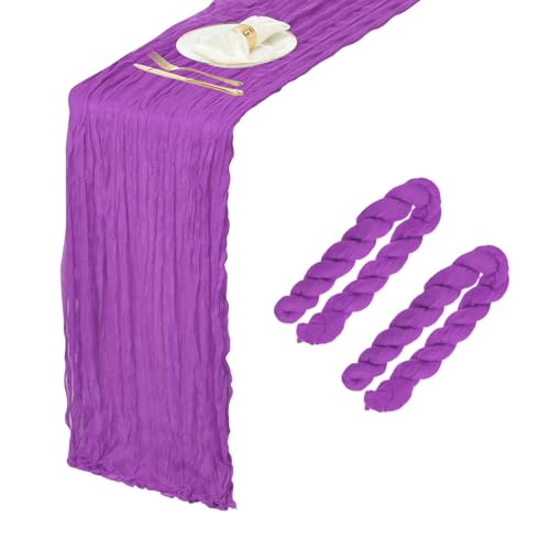Chemin de table en gaze violet romantique pour réception raffinée