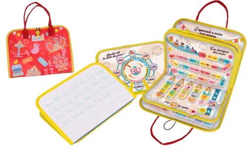 J.A.D.E - Pochette d'Activités sur Le Theme de la Fête Foraine - Montessori - 141524 - Jeu Educatif - Rouge - Tissus - Voyage - Sensoriel - Jeu pour Enfant -Design Français - À Partir de 3 Ans