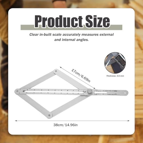 Pcmursal Corner Angle Finder Tool, Miter Saw Protractor with Scale, Miter Angle Finder,Stainless Steel Digital Angle Scale (Silver) by Pcmursal - Image 2
