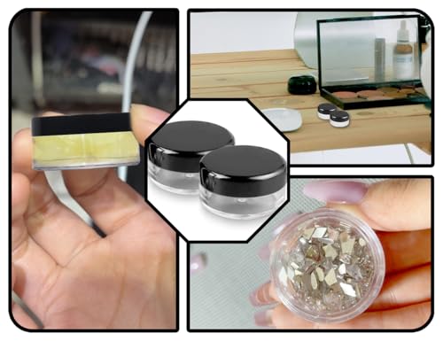 Lhbwhiz 8 Stück Döschen Plastik,klarer Leerdose Schraubverschluss Kosmetikbehälter,Reise Töpfchen Döschen Set,Cremedose behälter,Flaschen Jar für Lippenbalsam,Lotion,Creme(5g,Schwarz)