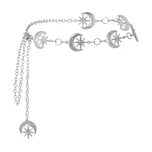 Manfnee Western Metal Concho Belt for Women Cowgirl Chain Belts for Dresses Jeans Country Concert Outfit