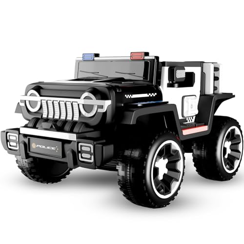 Lifelong Cuppy Electric Ride on Police Big Car for 2+ Years Baby Kids | Rechargeable Ride On Battery Operated Jeep | Electric Vehicle with Mic, Music & Light | Ride-On Toy for Boys & Girls (LLEV360)