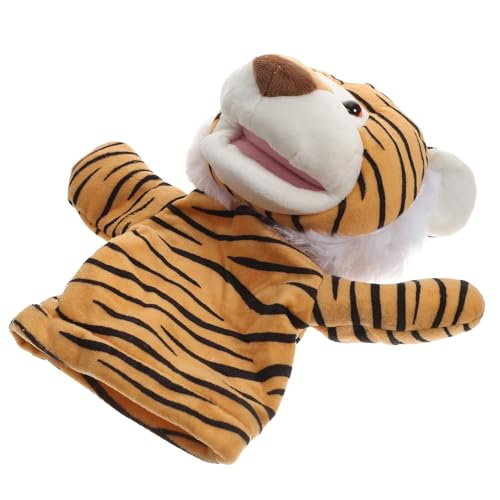 Lurrose 大動物ハンドパペット 虎形ぬいぐるみ おままごと知育 誕生日 用柔らかく口が開く 向け劇場人形