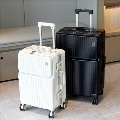 Suitcase Front Opening Aluminum Frame Trolley Case With Lockbox Business Suitcase Dry And Wet Double Layer Separation Luggage(Green)3