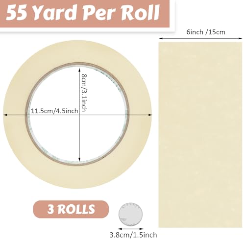 Image of Fainne 3 Rolls 6 Inch Masking Tape Bulk 55 Yards