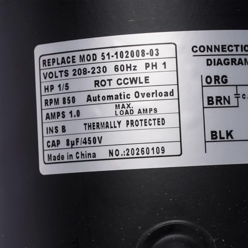 GELUOXI Condenser Fan Motor 1/5 HP 825RPM 208-230V 1 Phase 51-102008-03 51-102500-04 51-102008-07 51-101774-03 by GELUOXI - Image 8