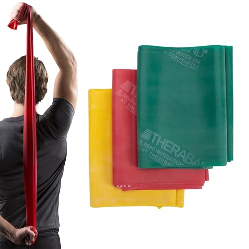 THERABAND Resistance Bands Set – Stretch Bands for Exercise, Therapy & Strength Training – Latex Free Exercise Band for Men & Women – Resistance Band Women, Resistance Bands Set Men