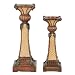Bamboo Exotics Basketweave Look Candleholder Set Brown and Tan Tones Set of 2