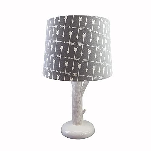 Image of Levtex Baby - Trail Mix Table Lamp and Shade - White Tree with Grey Shade Lamp - Nursery Accessories - Measurements: 16 in. high and 8 in. Diameter