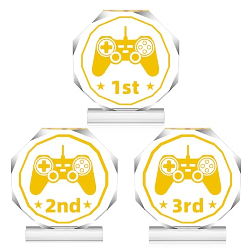 CroBlissful 3/6 Pcs Trophy Award 4.72 x 4.72 Inches Acrylic Trophy Plaques Awards for Adult Team Participation Gift Prizes(3 Pcs,Video Game)