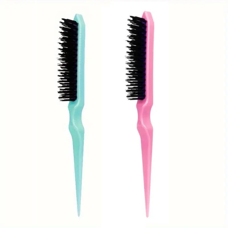 URBANMAC Teasing Hair Brush Comb for Volume & Styling – Fine Tail Handle for Backcombing and Sectioning, Anti-Static Bristles (Pack of 2, Pink & Blue)-image-35