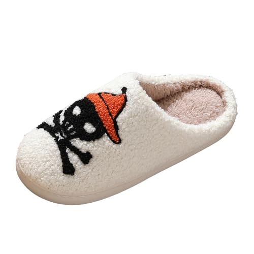 Halloween Slippers for Women Men Soft Plush Fuzzy Winter Holiday Slippers Retro Cozy House Slipper Comfort Bedroom Indoor Outdoor Shoes Cute Holiday Fluffy Warm Cotton Slipper Gifts2