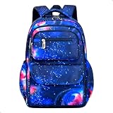 Mochila Infantil Masculina Bolsa Escolar Menino Espaçosa Para Notebook Garrafa Estilo Fichário (AZUL-ROSA)