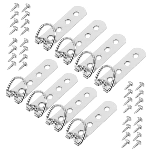 Image of 8pcs D-Ring Picture Hangers Screws Heavy Duty Metal Frame Hardware for Hanging Pictures and Mirrors
