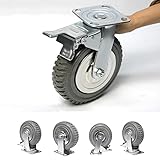 uyoyous 8 In Caster Wheels Industrial Heavy Duty Casters 4 Pack Anti-Skid Polychloride Swivel Casters Utility Cart Wheels with zinc top Plate 360 Degree Rotation Under 1760lb Wheel with Locking Brakes