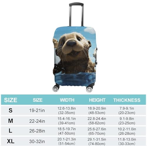 Lovely Sea Otter Print Printed Luggage Cover Protector, Fits 18-32 Inch Luggage2