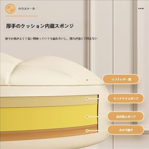 WQNBロースツール 背もたれ オフィススツール キャスター付き 低い 鉄フレーム 北欧 丸 おしゃれ 耐久 低所作業 作業椅子 耐荷重150kg 防水 厚手 多用途 (A グリーン) [4]