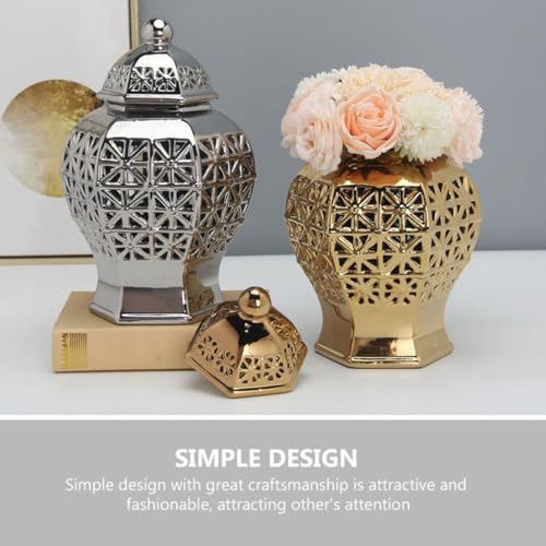 Vase céramique dorée design pour centre de table de mariage chic - 5
