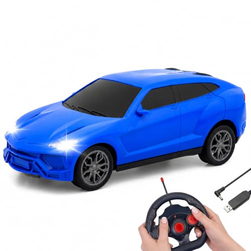 Image of Gooyo GY-448JM Rechargeable Remote Control Car Toy | Blue Color, Power Source: Lithium Rechargeable Battery for Car (Included) & 2xAA Battery for Remote Controller (Not Included)