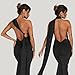ABYOVRT Women Sexy Backless Dress Bodycon Sleeveless Open Back Maxi Dress Formal Cocktail Wedding Guest (B-Black, M)
