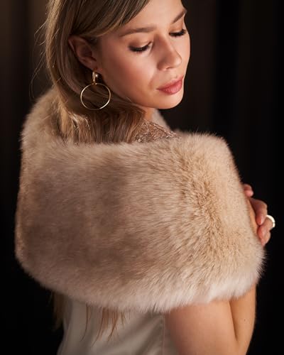 Futrzane Siberian Shawl - Womens Faux Fur Wraps Stoles - Elegant Wedding Collar3