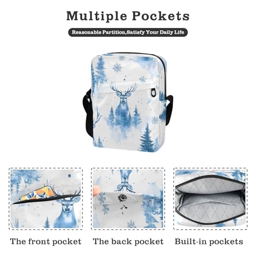 Crossbody Bag Christmas Tree Elk Deer Messenger Bag for Women Men Purse Shoulder Bag Satchel Bag with Adjustable Strap 214B80852