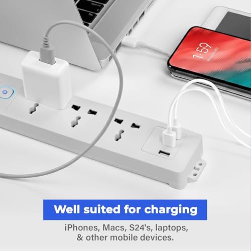 Image of Embox 5 Meter Extension Board with USB Type C | Extension Board with Switches 3 Universal Sockets Spike Guard | LED Indicator 2000W Extension Cord