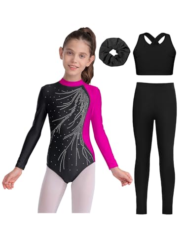 Leotard brillant manches longues extensible pour patinage fille