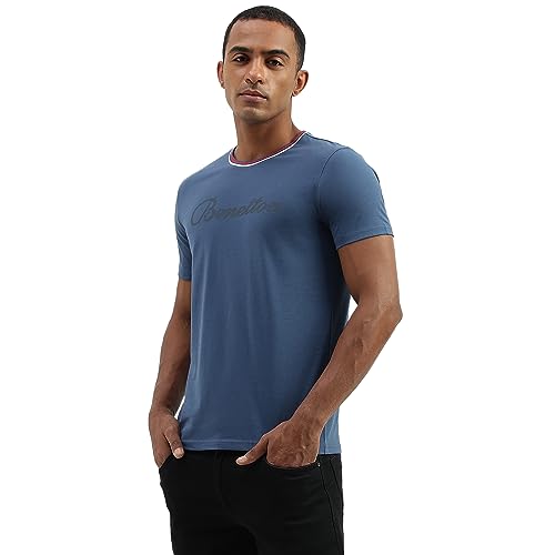 Image of UNITED COLORS OF BENETTON Men's Cotton Solid Regular Fit T-Shirt