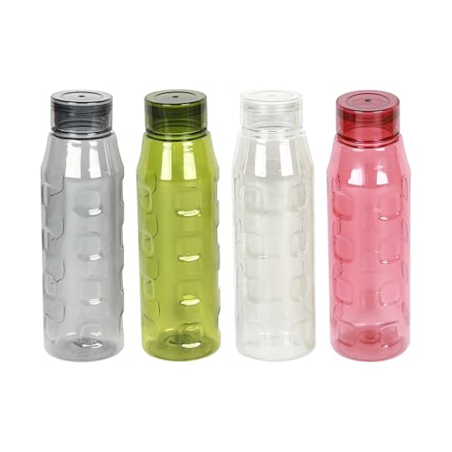 Image of PEARLPET Checker |BPA-free Plastic Water Bottle |Lightweight, Leak-Proof & Freezer Safe |Set of 4 Pcs (Each 500ml) Multicolor