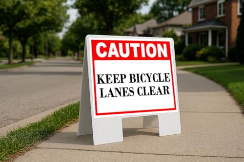 Keep Bicycle Lane Caution Sign 23x23 Coroplast A-Frame