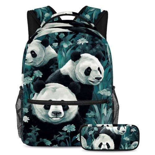 Sac à dos panda motif floral idéal pour les cours et les sorties des étudiants et adolescents
