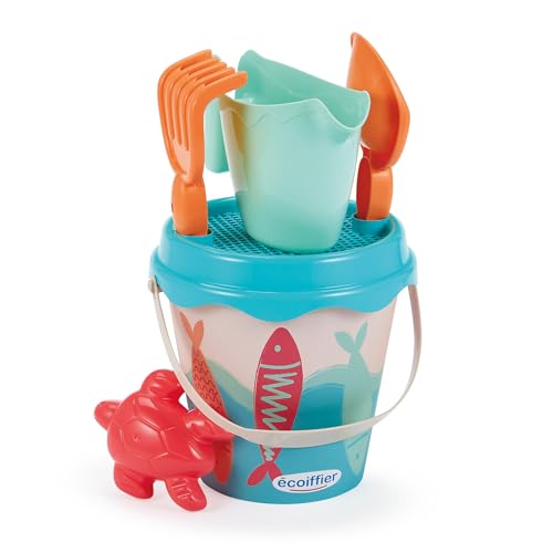 Ecoiffier - Seau de Plage Enfant 17 Cm Thème Sardine - Arrosoir Pelle Râteau Tamis Moule Inclus - Dès 18 Mois - Jouet pour Enfant - 262 - Garantie France...