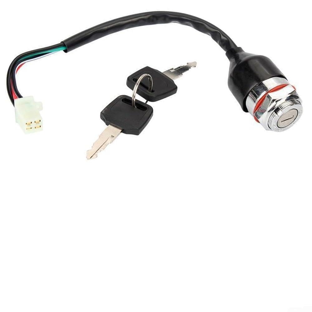 AIKEOU 4-Pin For Ignition Key for On-Off Starter Switch Cylinder Replacement on For Quad Bike ATV Motorcycle Units