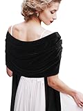 Geyoga Women Velvet Scarfs Shawls and Wraps for Evening Dresses Wedding Shawl Wraps Bridal Scarve(Black)