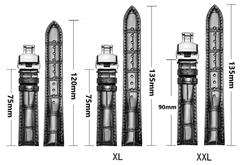 Moran Quick Release Leather Watch Bands Deployment Butterfly Buckle 18Mm 20Mm 22Mm 24Mm Blue Black Brown Calfskin Replacement Watch Strap For Men & Women #TOP4