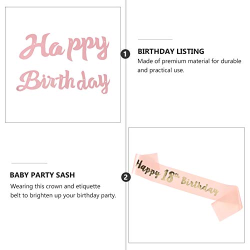 Amosfun 3 peças de presente de aniversário de 18 anos para meninas e tiara de aniversário de 18 anos